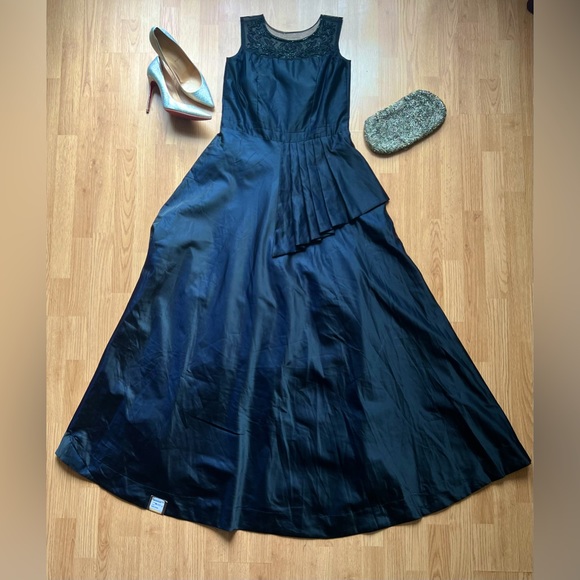 Parasnath Dresses & Skirts - Parasnath navy satin formal dress with beading